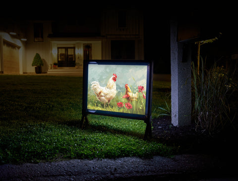 Chickens And Flowers Animal Yard Sign