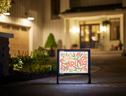 Hello Spring Floral Lumilawn Sign