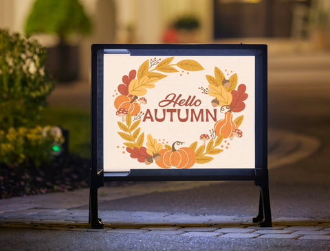 Hello Autumn Wreath Welcome Lumilawn Sign