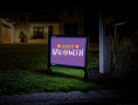 Purple Happy Halloween Pumpkin Tiger LSU Yard Sign