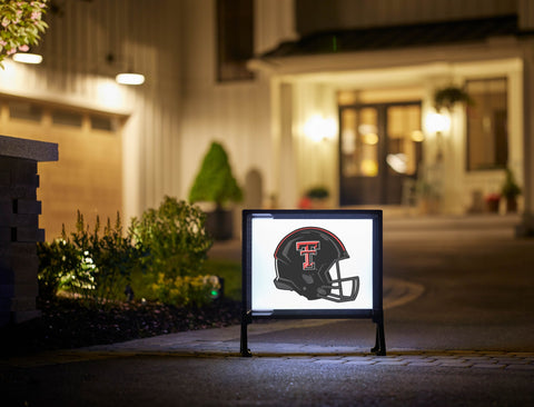 Texas Tech Black Helmet White Lumilawn Sign