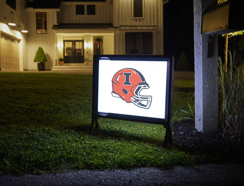 Illinois Helmet Mark White Yard Sign