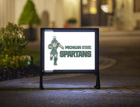 Michigan State Spartans Mascot White Lumilawn Sign