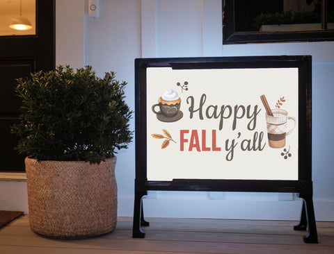 Cozy Happy Fall Y'all Yard Sign