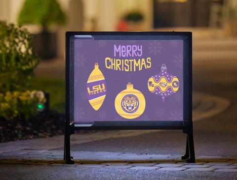 Merry Christmas LSU Ornaments Holiday Yard Sign