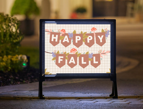 Happy Fall Garland Bright Lumilawn Sign