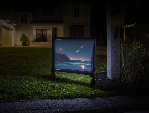 Light House Shooting Star At Dusk Yard Sign