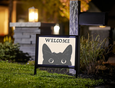 Welcome Big Cat Big Silhoutte Yard Sign