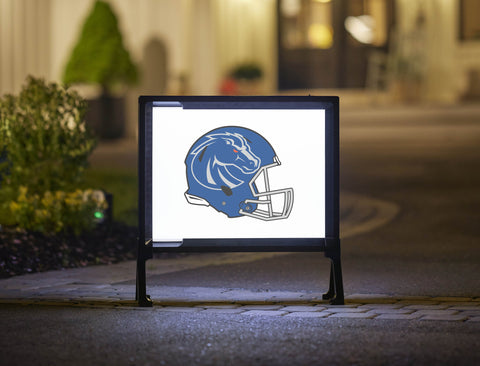 Boise State Blue Helmet Mark White Lumilawn Sign