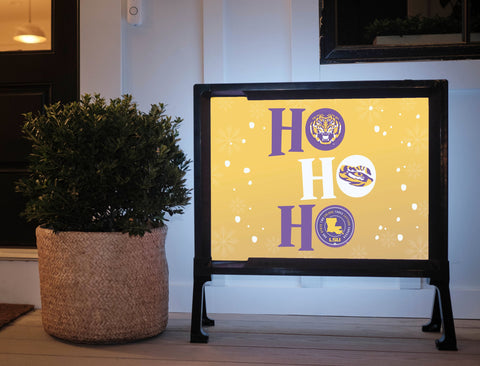 HO HO HO LSU Holiday Yard Sign