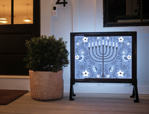 Hanukkah Menorah Lumilawn Sign