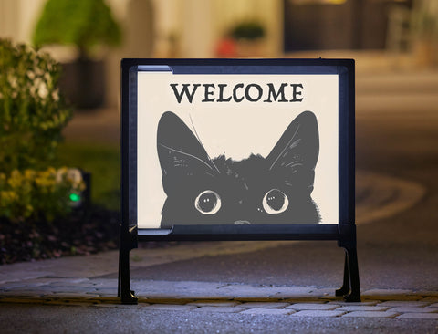 Welcome Big Cat Big Silhoutte Yard Sign