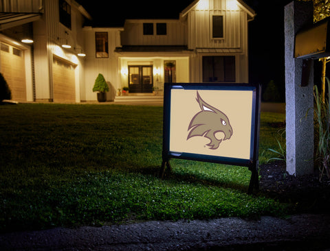 Texas State Bobcat Head Gold Lumilawn Sign