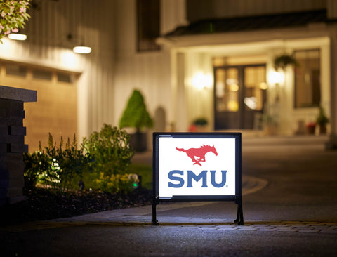 SMU Mustang Red Blue Lumilawn Sign