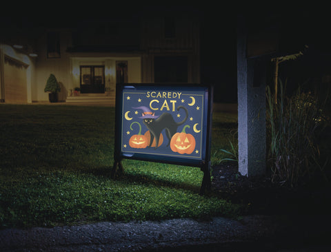 Scaredy Cat Halloween Lumilawn Sign