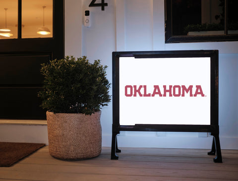 Oklahoma Athletics Wordmark White Lumilawn Sign