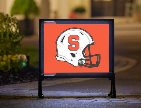 Syracuse Helmet Big Orange Lumilawn Sign