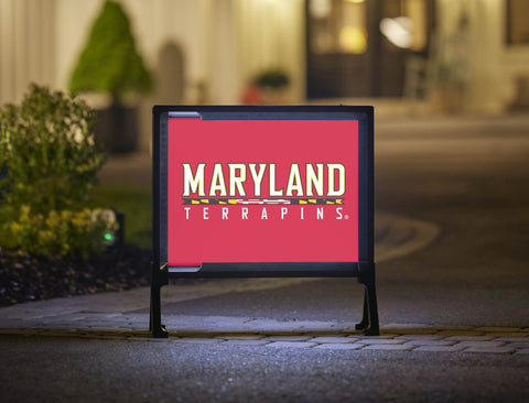 Maryland Terrapins Wordmark Red Lumilawn Sign