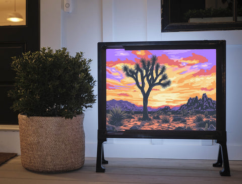 Joshua Tree Desert Sunset Landscape Lumilawn Sign