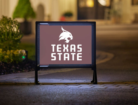 Texas State Word Mark Maroon Yard Sign