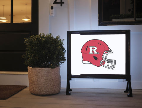 Rutgers Helmet Mark White Yard Sign