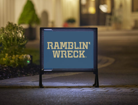 Georgia Tech Ramblin' Wreck Wordmark Navy Lumilawn Sign