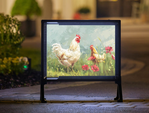 Chickens And Flowers Animal Yard Sign