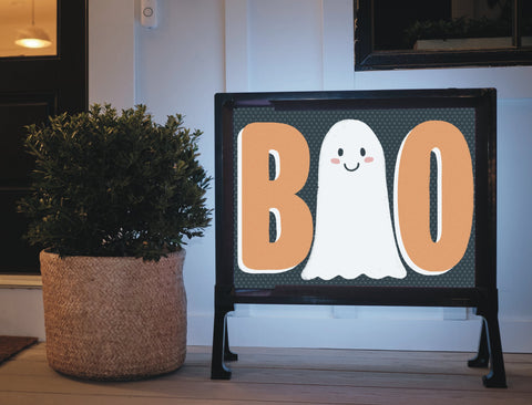 Boo The Cute Ghost Halloween Sign