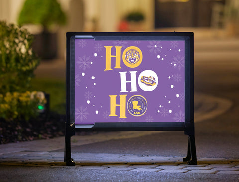 HO HO HO Purple LSU Yard Sign