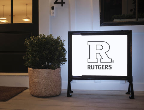 Rutgers R White Vertical Mark White Yard Sign