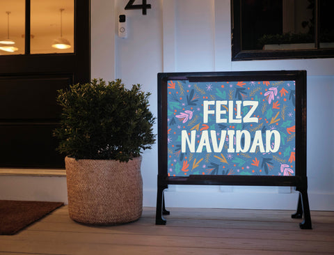 Feliz Navidad Floral Lumilawn Sign