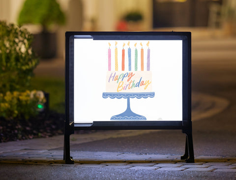 Fancy Rainbow Birthday Cake Yard Sign