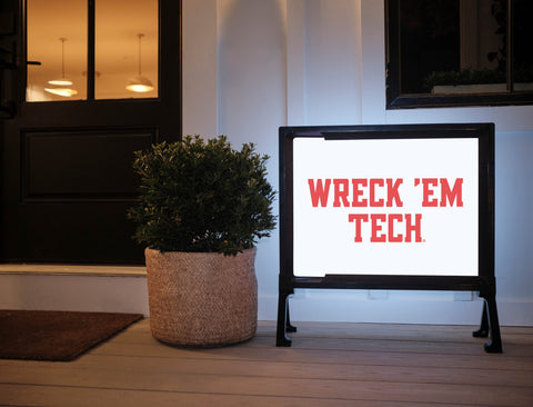 Texas Tech Wreck Em White Lumilawn Sign