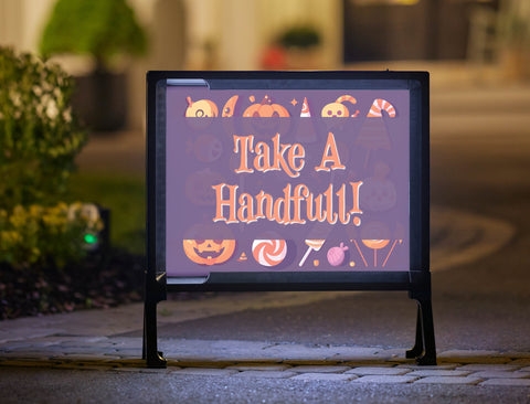 Playful Take A Handful Purple Halloween Yard Sign