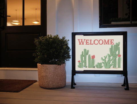 Cacti Welcome Lumilawn Sign