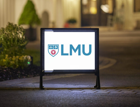 LMU Shield Mark White Lumilawn Sign