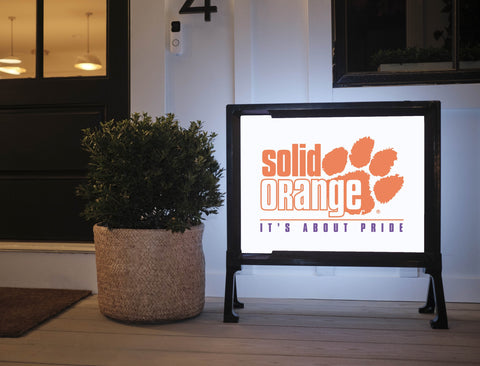 Clemson Solid Orange Mark White Yard Sign