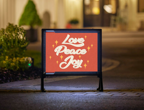 Love, Peace, Joy Lumilawn Sign