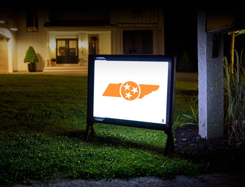 Tennessee Vols State Shield White Lumilawn Sign