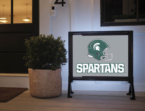 Michigan State Helmet Spartans Gray Lumilawn Sign