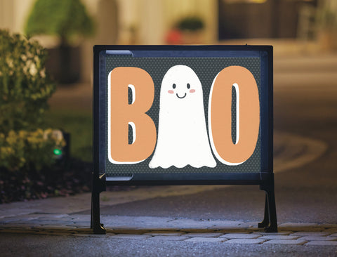 Boo The Cute Ghost Halloween Sign