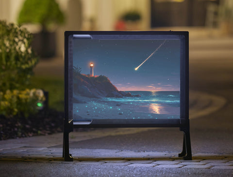 Light House Shooting Star At Dusk Yard Sign