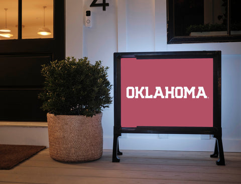 Oklahoma Athletics Wordmark Crimson Lumilawn Sign