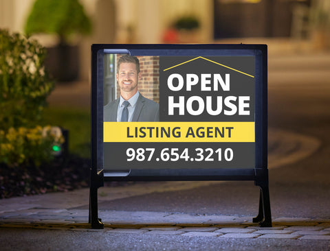 Portrait Black and Yellow Real Estate Sign