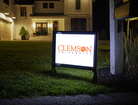 Clemson University Institutional Mark White Lumilawn Sign