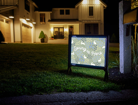 Spring Is Here Bunny Field Lumilawn Sign