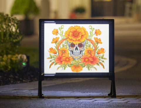 Flower Skull Day Of The Dead Lumilawn Sign