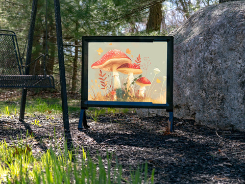 Mushroom Mountain Garden Decor Yard Sign