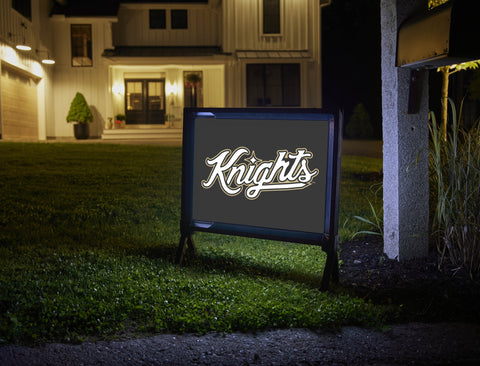 UCF Knights Script Mark Black Yard Sign