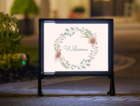 Simple Wreath Welcome Lumilawn Sign